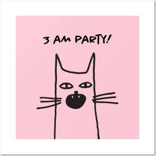 Cat facial expressions: 3 am party! Posters and Art